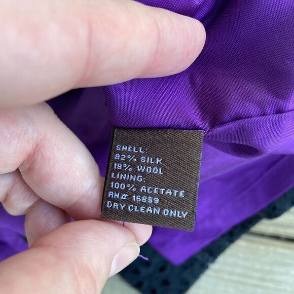 J McLaughlin Black / Purple Floral Eyelet Skirt 10 - Picture 5 of 5